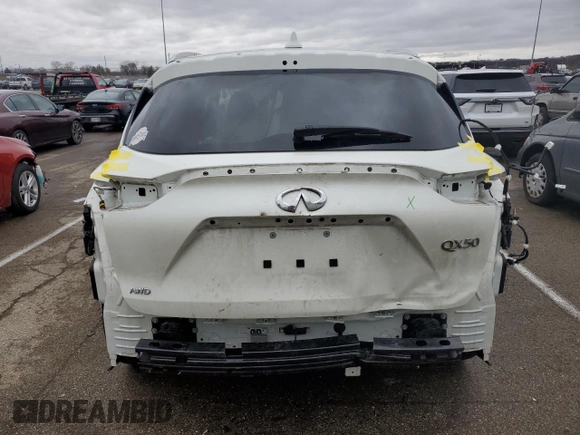2019 Infiniti QX50 LUXE with VIN 3PCAJ5M38KF139042, listed as a Copart auction lot 41041643 with 53,668 mi miles. Bid and sale history available at carsss.com. Image 6.