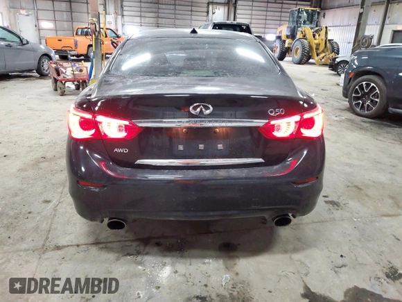 2015 Infiniti Q50 Premium with VIN JN1BV7AR5FM405808, listed as a Copart auction lot 46289625 with 110,441 mi miles and Salvage Title. Bid and sale history available at carsss.com. Image 6.