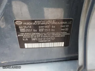 2015 Hyundai Sonata 2.4L SE with VIN 5NPE24AF0FH047521, listed as a Copart auction lot 51219405 with 172,470 mi miles and Salvage Title. Bid and sale history available at carsss.com. Image 12.