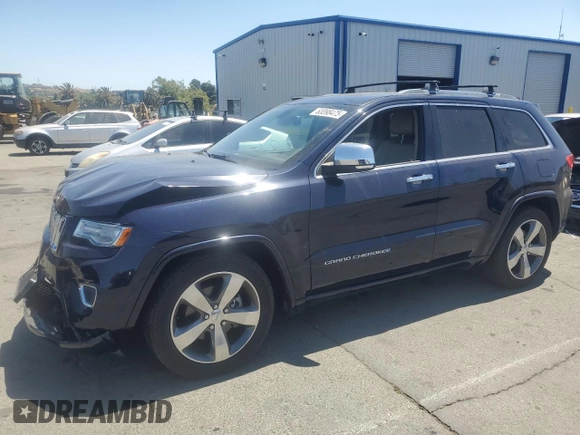 2015 Jeep Grand Cherokee Overland with VIN 1C4RJFCG0FC629863, listed as a Copart auction lot 63098475 with 92,426 mi miles and Salvage title. Bid and sale history available at DreamBid. Image 1.