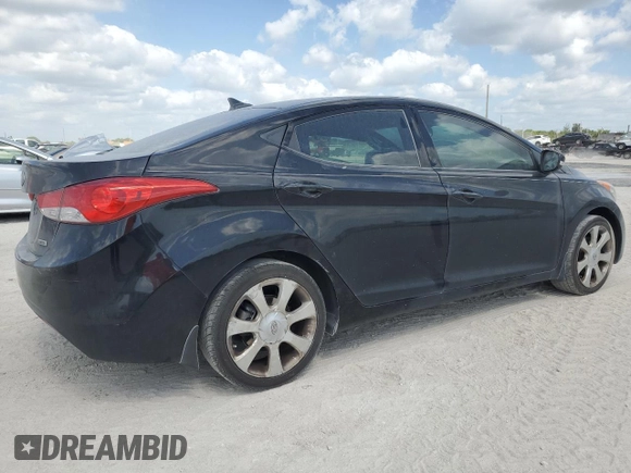 2013 Hyundai Elantra Limited with VIN KMHDH4AE4DU690826, listed as a Copart auction lot 55066595 with 75,059 mi miles and Salvage Title. Bid and sale history available at DreamBid. Image 3.