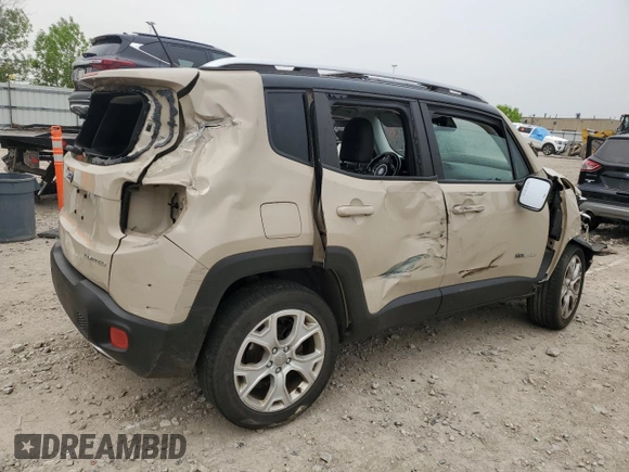 2016 Jeep Renegade Limited with VIN ZACCJBDT4GPC71366, listed as a Copart auction lot 58951425 with 86,485 mi miles and Non repairable. Bid and sale history available at DreamBid. Image 3.