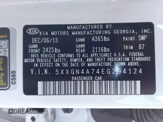 2014 Kia Optima EX z VIN 5XXGN4A74EG294124, wystawiony jako IAAI lot #41413272 z przebiegiem 154 058 mil mil oraz . Historia ofert i sprzedaży dostępna na DreamBid. Obrazek 9.
