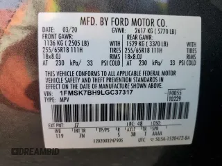 2020 Ford Explorer with VIN 1FMSK7BH9LGC37317, listed as a Copart auction lot 42526795 with 0 mi miles and Salvage Title. Bid and sale history available at carsss.com. Image 12.