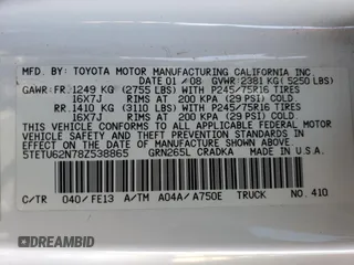 2008 Toyota Tacoma PreRunner with VIN 5TETU62N78Z538865, listed as a Copart auction lot 46620035 with 146,819 mi miles and Salvage Title. Bid and sale history available at DreamBid. Image 12.