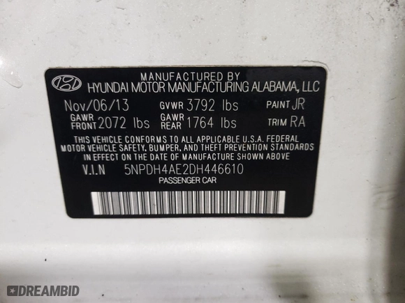 2013 Hyundai Elantra GLS PZEV with VIN 5NPDH4AE2DH446610, listed as a Copart auction lot 47135325 with 196,517 mi miles and Salvage Title. Bid and sale history available at carsss.com. Image 13.