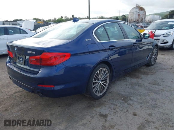2019 BMW 5 Series 530e iPerformance with VIN WBAJA9C52KB398782, listed as a IAAI auction lot 41902660 with 37,857 mi miles. Bid and sale history available at carsss.com. Image 4.