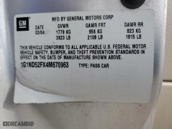 2004 Chevrolet Classic with VIN 1G1ND52FX4M670963, listed as a Copart auction lot 76649634 with 113,973 mi miles and Salvage Title. Bid and sale history available at carsss.com. Image 12.