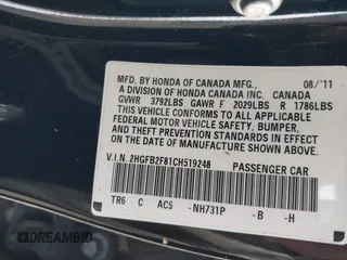 2012 Honda Civic EX with VIN 2HGFB2F81CH519248, listed as a IAAI auction lot 41452826 with 180,853 mi miles and . Bid and sale history available at DreamBid. Image 9.
