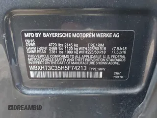 2017 BMW X1 xDrive28i with VIN WBXHT3C35H5F74213, listed as a IAAI auction lot 41589180 with 58,990 mi miles. Bid and sale history available at carsss.com. Image 9.