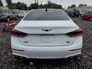 2018 Genesis G80 3.3T Sport with VIN KMHGN4JB3JU248921, listed as a Copart auction lot 71305654 with 73,718 mi miles and Salvage Title. Bid and sale history available at carsss.com. Image 6.