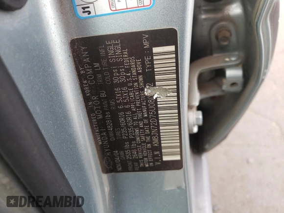 2005 Hyundai Tucson GLS with VIN KM8JN72D75U080052, listed as a Copart auction lot 75173014 with 106,479 mi miles and Salvage Title. Bid and sale history available at carsss.com. Image 13.