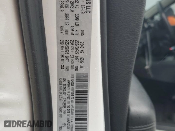 2020 Dodge Durango GT Plus z VIN 1C4RDJDG1LC248995, wystawiony jako Copart lot #58127445 z przebiegiem 40 863 mil mil oraz Szkoda całkowita • Salvage title. Historia ofert i sprzedaży dostępna na DreamBid. Obrazek 13.