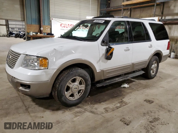 2003 Ford Expedition Eddie Bauer with VIN 1FMFU18L93LA32673, listed as a Copart auction lot 86389134 with 163,257 mi miles and Salvage Title. Bid and sale history available at carsss.com. Image 1.