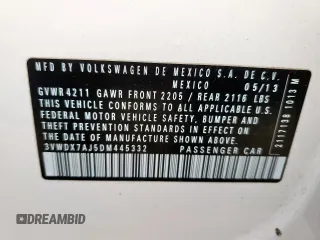 2013 Volkswagen Jetta SE with VIN 3VWDX7AJ5DM445332, listed as a Copart auction lot 58622645 with 241,388 mi miles and Clean title. Bid and sale history available at DreamBid. Image 12.