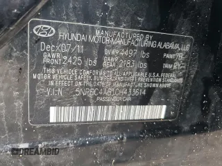 2012 Hyundai Sonata SE with VIN 5NPEC4AB1CH433614, listed as a Copart auction lot 52030405 with 192,023 mi miles and Salvage Title. Bid and sale history available at carsss.com. Image 12.