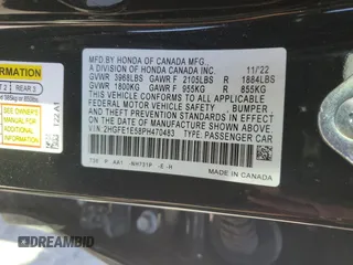 2023 Honda Civic Si z VIN 2HGFE1E58PH470483, wystawiony jako Copart lot #50956965 z przebiegiem 19 521 mil mil oraz Szkoda całkowita • Salvage title. Historia ofert i sprzedaży dostępna na DreamBid. Obrazek 14.