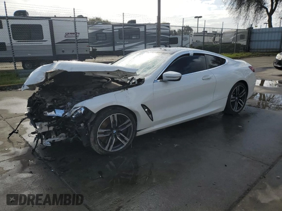 2019 BMW 8 Series M850i xDrive with VIN WBABC4C54KBJ35758, listed as a Copart auction lot 49276625 with 0 mi miles and Salvage Title. Bid and sale history available at carsss.com. Image 1.