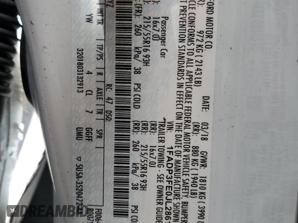 2018 Ford Focus SE with VIN 1FADP3FE0JL286102, listed as a Copart auction lot 54220415 with 142,956 mi miles and Non repairable. Bid and sale history available at DreamBid. Image 13.