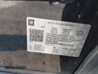 2019 GMC Acadia SLE z VIN 1GKKNRLA0KZ273154, wystawiony jako IAAI lot #41742680 z przebiegiem 52 885 mil mil oraz . Historia ofert i sprzedaży dostępna na DreamBid. Obrazek 9.