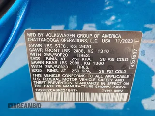2024 Volkswagen Atlas SE with VIN 1V2HE2CA6RC218474, listed as a IAAI auction lot 42292257 with 19,654 mi miles and . Bid and sale history available at DreamBid. Image 9.