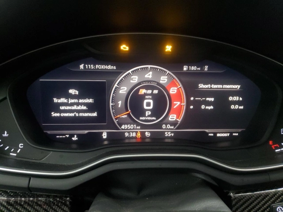 2019 Audi RS 5 Sportback z VIN WUABWCF54KA900346, wystawiony jako Copart lot #57398965 z przebiegiem 49 501 mil mil oraz Szkoda całkowita • Salvage title. Historia ofert i sprzedaży dostępna na DreamBid. Obrazek 9.