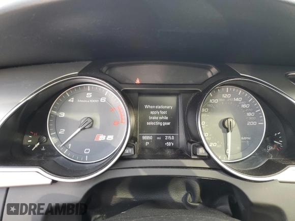 2011 Audi S5 Prestige with VIN WAUVVAFR6BA047949, listed as a Copart auction lot 76336094 with 96,950 mi miles and Salvage Title. Bid and sale history available at carsss.com. Image 9.