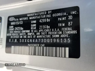 2013 Kia Optima EX with VIN 5XXGN4A73DG196135, listed as a Copart auction lot 62788485 with 137,812 mi miles and Salvage title. Bid and sale history available at DreamBid. Image 13.
