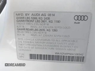 2014 Audi Q5 Premium z VIN WA1CFAFP5EA108342, wystawiony jako IAAI lot #42371378 z przebiegiem 78 602 mil mil oraz . Historia ofert i sprzedaży dostępna na DreamBid. Obrazek 9.