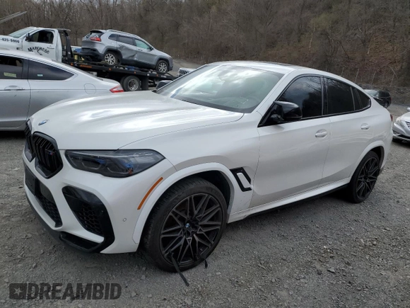 2022 BMW X6 M with VIN 5YMCY0C09N9J70336, listed as a Copart auction lot 52682365 with 0 mi miles and Salvage Title. Bid and sale history available at carsss.com. Image 1.