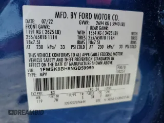 2022 Ford Explorer with VIN 1FMSK8BH8NGB59959, listed as a Copart auction lot 64299215 with 28,539 mi miles and Clean title. Bid and sale history available at DreamBid. Image 14.