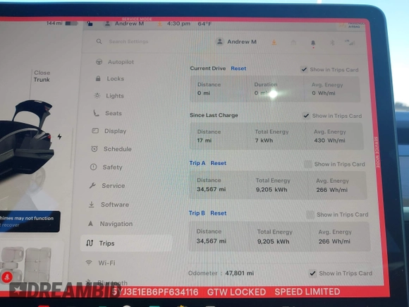 2023 Tesla Model 3 Long Range with VIN 5YJ3E1EB6PF634116, listed as a IAAI auction lot 41814670 with 47,801 mi miles and . Bid and sale history available at DreamBid. Image 7.