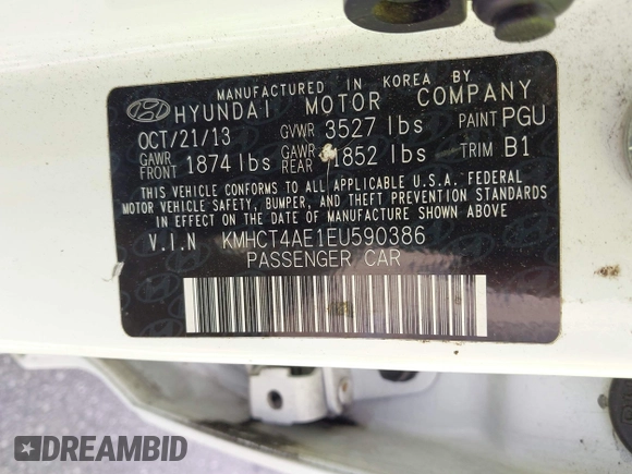 2014 Hyundai Accent GLS with VIN KMHCT4AE1EU590386, listed as a IAAI auction lot 42155202 with 248,545 mi miles. Bid and sale history available at carsss.com. Image 9.