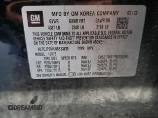 2022 Chevrolet Trax LT with VIN KL7CJPSMXNB533839, listed as a Copart auction lot 63217215 with 59,461 mi miles and Clean title. Bid and sale history available at DreamBid. Image 13.
