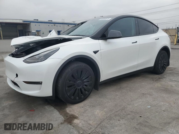 2023 Tesla Model Y Long Range with VIN 7SAYGDEE2PF860135, listed as a Copart auction lot 50380975 with 25,334 mi miles and Salvage Title. Bid and sale history available at DreamBid. Image 1.