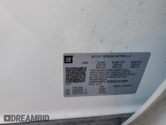 2021 GMC Acadia Denali с VIN 1GKKNPLS8MZ123860, выставлен на аукционе Copart как лот 50782185 с пробегом 38 043 миль миль и Списание • Salvage title. История ставок и продаж доступна на DreamBid. Изображение 13.