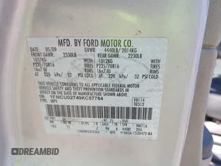 2009 Ford Escape XLS with VIN 1FMCU02749KC57784, listed as a IAAI auction lot 41981387 with 216,935 mi miles and . Bid and sale history available at DreamBid. Image 9.