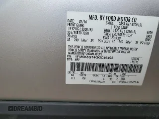 2016 Ford Explorer Sport with VIN 1FM5K8GT4GGC46495, listed as a Copart auction lot 51855625 with 117,632 mi miles and Salvage Title. Bid and sale history available at DreamBid. Image 15.