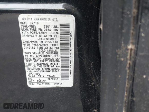 2017 Infiniti QX70 z VIN JN8CS1MU2HM140540, wystawiony jako IAAI lot #42367880 z przebiegiem 109 214 mil mil oraz . Historia ofert i sprzedaży dostępna na DreamBid. Obrazek 9.
