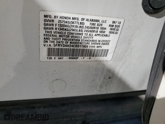 2014 Acura MDX с VIN 5FRYD4H24EB011904, выставлен на аукционе Copart как лот 57190095 с пробегом 159 244 миль миль и Списание • Salvage title. История ставок и продаж доступна на DreamBid. Изображение 14.