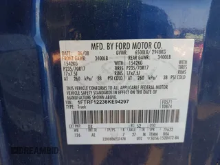 2008 Ford F-150 XL с VIN 1FTRF12238KE94297, выставлен на аукционе IAAI как лот 42825144 с пробегом 310 490 миль миль и . История ставок и продаж доступна на DreamBid. Изображение 9.