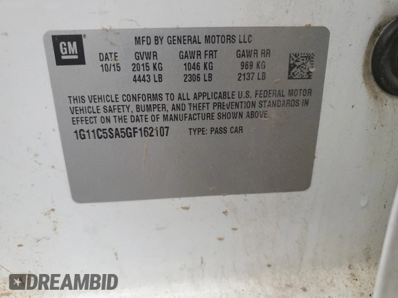 2016 Chevrolet Malibu Limited LT with VIN 1G11C5SA5GF162107, listed as a Copart auction lot 72227254 with 93,138 mi miles and Salvage Title. Bid and sale history available at carsss.com. Image 12.