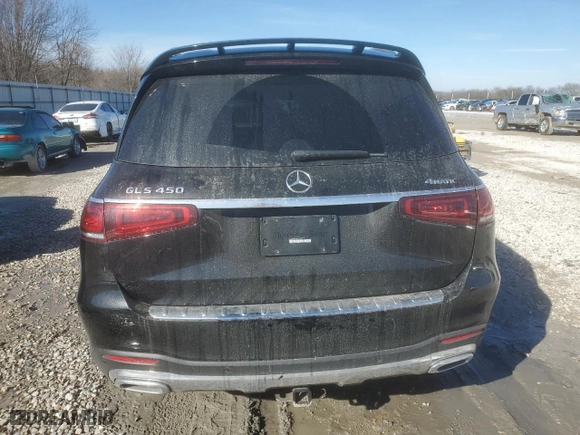 2023 Mercedes-Benz GLS with VIN 4JGFF5KE1PA967716, listed as a Copart auction lot 46681175 with 21,638 mi miles and Salvage Title. Bid and sale history available at carsss.com. Image 6.
