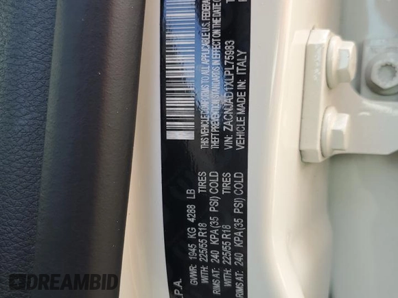 2020 Jeep Renegade Limited with VIN ZACNJAD1XLPL75983, listed as a Copart auction lot 48371833 with 24,869 mi miles and . Bid and sale history available at DreamBid. Image 14.