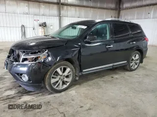 2015 Nissan Pathfinder Platinum z VIN 5N1AR2MM6FC702457, wystawiony jako Copart lot #55302175 z przebiegiem 132 255 mil mil oraz Szkoda całkowita • Salvage title. Historia ofert i sprzedaży dostępna na DreamBid. Obrazek 1.