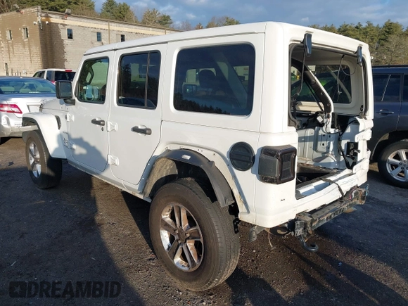 2020 Jeep Wrangler Unlimited Sahara with VIN 1C4HJXENXLW220910, listed as a IAAI auction lot 41090420 with 88,895 mi miles and . Bid and sale history available at DreamBid. Image 3.