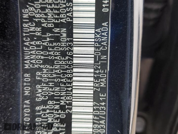 2011 Toyota Corolla L with VIN 2T1BU4EE8BC676231, listed as a Copart auction lot 53930455 with 96,746 mi miles and Salvage Title. Bid and sale history available at carsss.com. Image 12.