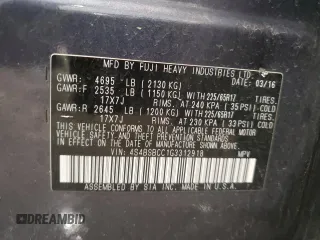 2016 Subaru Outback Premium with VIN 4S4BSBCC1G3312918, listed as a Copart auction lot 60292775 with 166,257 mi miles and Clean title. Bid and sale history available at DreamBid. Image 12.