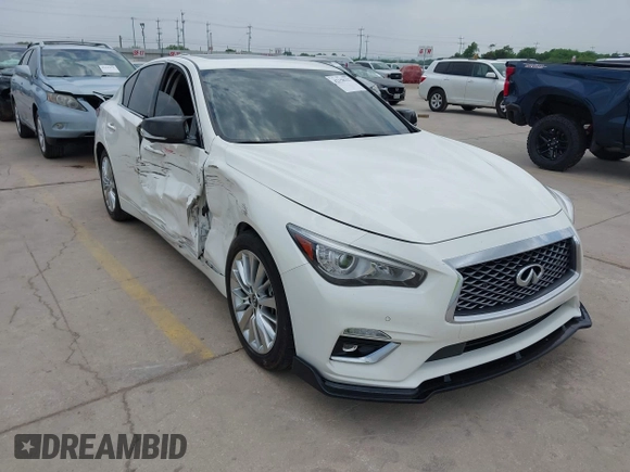2021 Infiniti Q50 Luxe z VIN JN1EV7BRXMM752446, wystawiony jako IAAI lot #42158327 z przebiegiem 49 834 mil mil oraz . Historia ofert i sprzedaży dostępna na DreamBid. Obrazek 1.