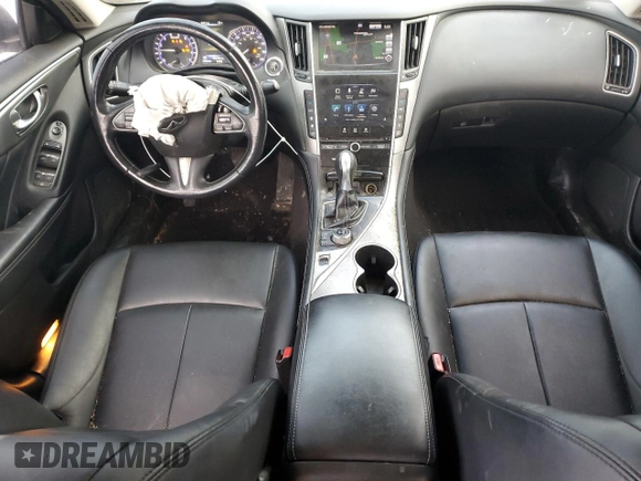 2015 Infiniti Q50 with VIN JN1BV7AR7FM420388, listed as a Copart auction lot 45231595 with 90,259 mi miles and Salvage Title. Bid and sale history available at DreamBid. Image 8.